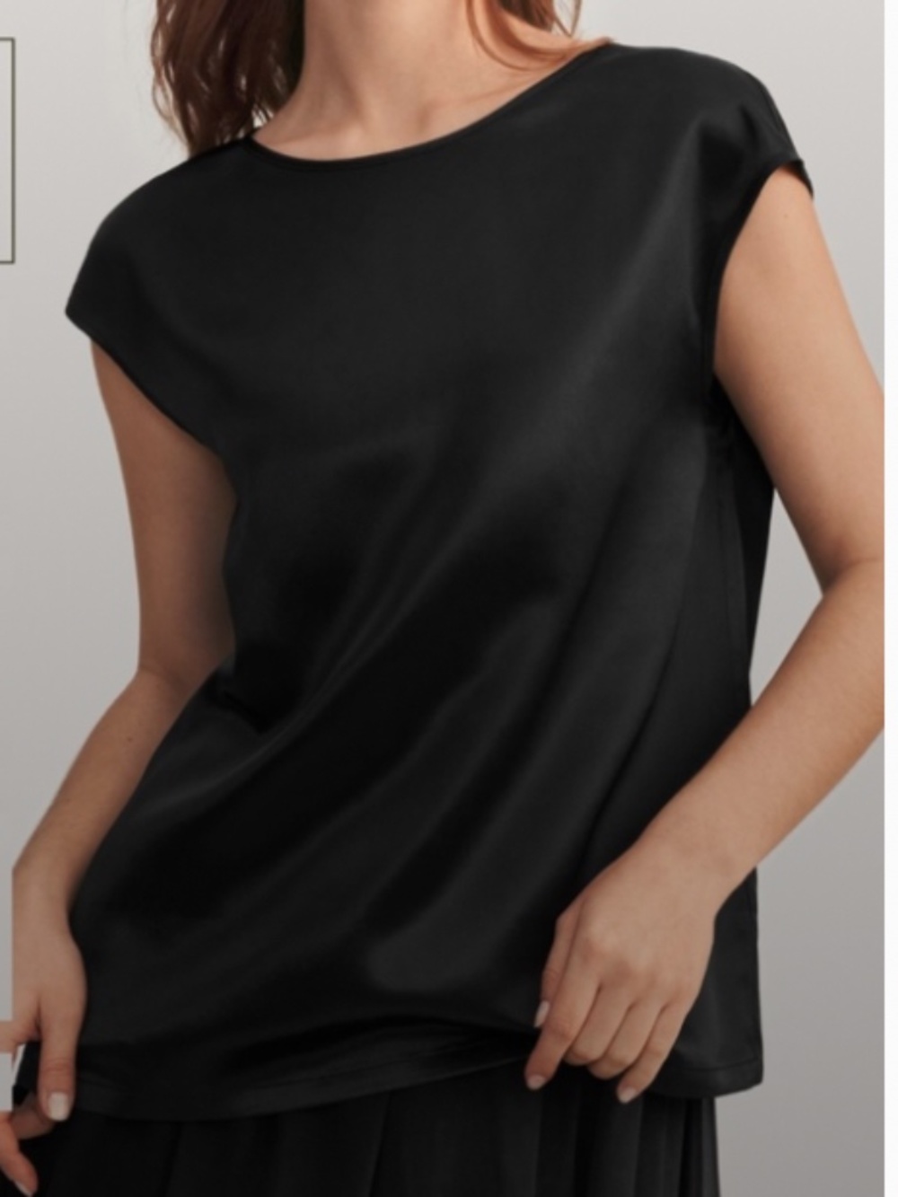 LILYSILK Black 100% Silk Cap Sleeve Tee / Blouse | XS